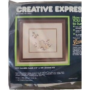 Vtg 1984 Creative Expressions Crewel Kit 1233 Loveable Lamb Sealed 12” x 10” New